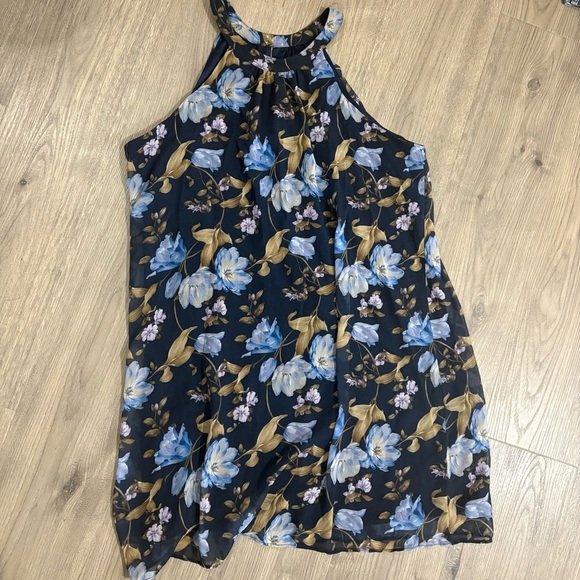 New York & Company Dresses & Skirts - New York & Company Blue Multicolor Floral Sleeveless Dress Sz XL Preppy Classic